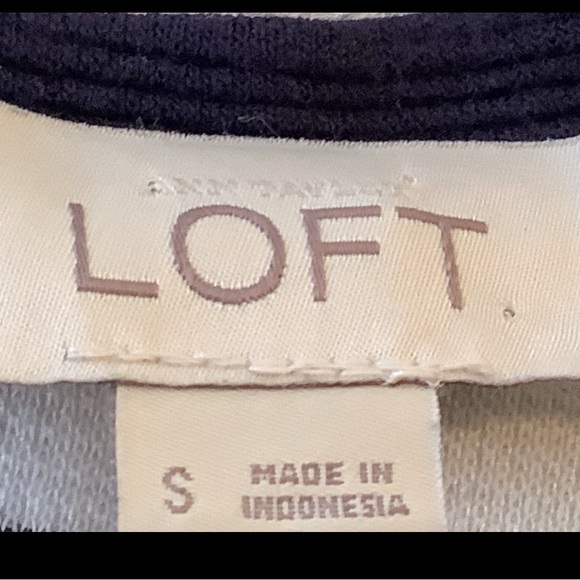 Ann Taylor Loft Navy Blue and White Striped Dress Size Small Short Sleeves - Picture 9 of 9